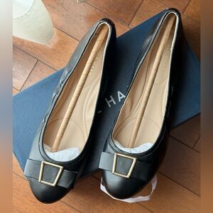 Cole Haan Emory Bow Black Leather Ballet Flats